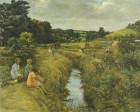 'Angarrack Valley' children sitting by a stream 'Angarrack Valley' children sitting by a stream